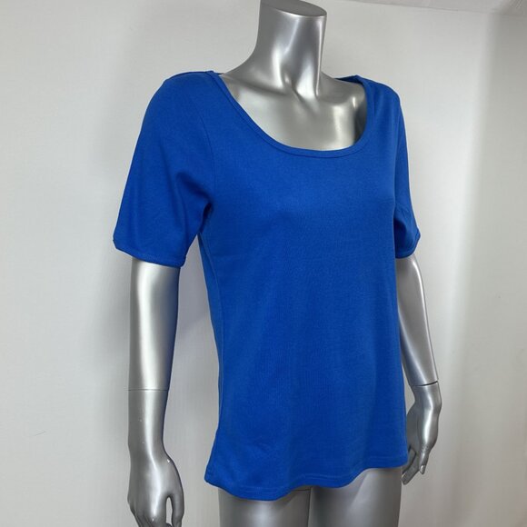 NWOT Women's Short Sleeve Scoop Neck Top in Royal Blue - Picture 5 of 7
